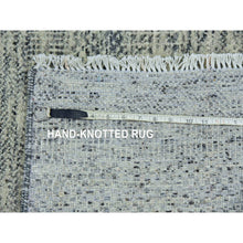 Load image into Gallery viewer, 2&#39;5&quot;x22&#39;4&quot; Misty Gray, Hand Knotted Modern Grass Design, Undyed Tone on Tone XL Runner, 100% Wool, Oriental Rug FWR478518