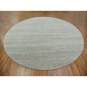 11'x11' Rustic Gray, Modern Grass Organic Undyed Wool Design, Round Hand Knotted, Tone on Tone, Round Oriental Rug FWR478524