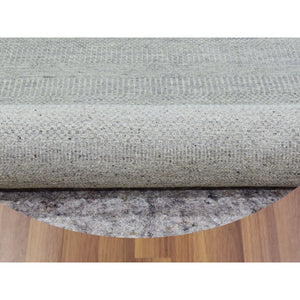 11'x11' Rustic Gray, Modern Grass Organic Undyed Wool Design, Round Hand Knotted, Tone on Tone, Round Oriental Rug FWR478524