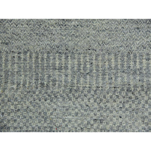 11'x11' Rustic Gray, Modern Grass Organic Undyed Wool Design, Round Hand Knotted, Tone on Tone, Round Oriental Rug FWR478524