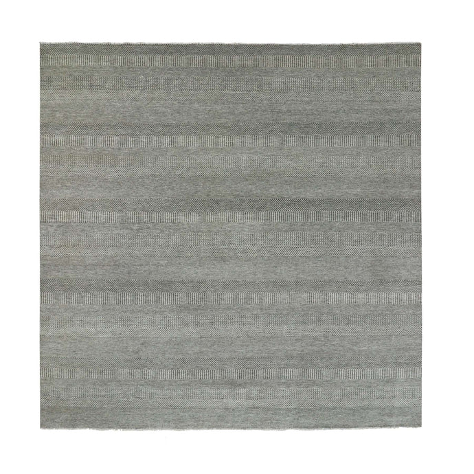 12'x12' Best Gray, Tone On Tone, Modern Organic Undyed Wool Hand Knotted Grass Design, Square Oriental Rug FWR478530