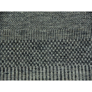 12'x12' Best Gray, Tone On Tone, Modern Organic Undyed Wool Hand Knotted Grass Design, Square Oriental Rug FWR478530