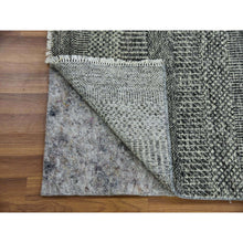 Load image into Gallery viewer, 2&#39;4&quot;x27&#39;9&quot; Monument Gray, Hand Knotted, Modern Natural Undyed Wool, Tone on Tone Grass Design, XL Runner Oriental Rug FWR478548