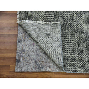 2'4"x27'9" Monument Gray, Hand Knotted, Modern Natural Undyed Wool, Tone on Tone Grass Design, XL Runner Oriental Rug FWR478548