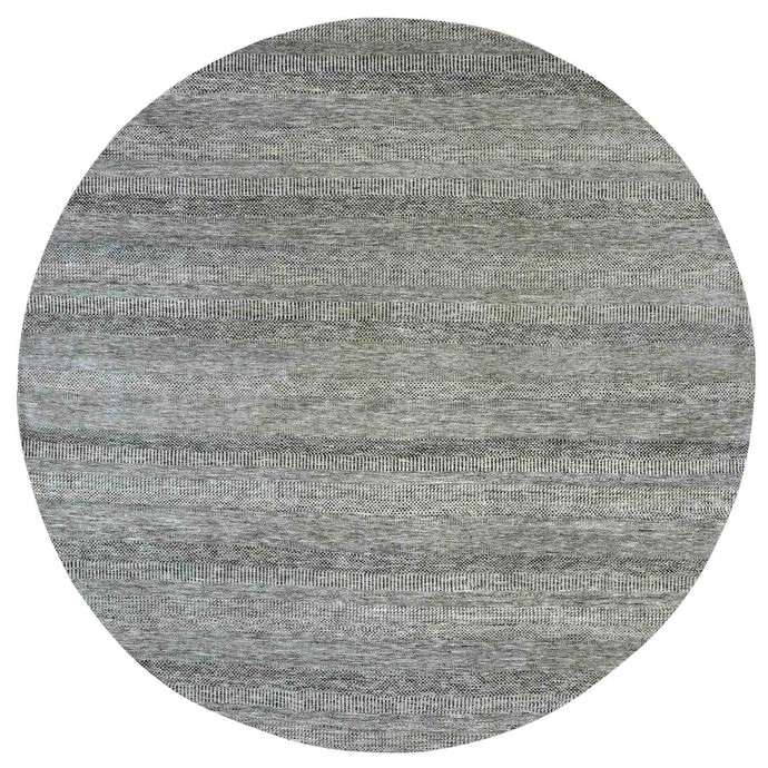 12'x12' Mockingbird with Gunmetal Gray, Modern Extra Soft Wool Grass Design, Hand Knotted, Round Tone on Tone Oriental Rug FWR478566