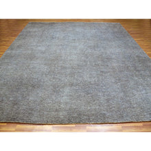 Load image into Gallery viewer, 12&#39;x12&#39; Krypton Gray, Tone on Tone, Soft and Shiny Undyed Wool, Hand Knotted, Bohemian Modern Grass Design, Square Oriental Rug FWR478596