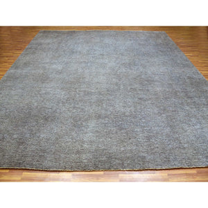 12'x12' Krypton Gray, Tone on Tone, Soft and Shiny Undyed Wool, Hand Knotted, Bohemian Modern Grass Design, Square Oriental Rug FWR478596