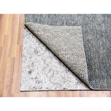 Load image into Gallery viewer, 12&#39;x12&#39; Krypton Gray, Tone on Tone, Soft and Shiny Undyed Wool, Hand Knotted, Bohemian Modern Grass Design, Square Oriental Rug FWR478596