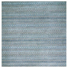 Load image into Gallery viewer, 12&#39;x12&#39; Sapphire Blue, Kohinoor Herat Small Geometric Repetitive Design, 100% Plush Wool, Hand Knotted, Square Oriental Rug FWR478608