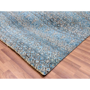 12'x12' Sapphire Blue, Kohinoor Herat Small Geometric Repetitive Design, 100% Plush Wool, Hand Knotted, Square Oriental Rug FWR478608