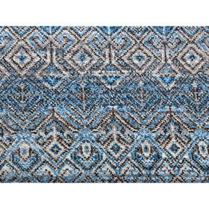 12'x12' Sapphire Blue, Kohinoor Herat Small Geometric Repetitive Design, 100% Plush Wool, Hand Knotted, Square Oriental Rug FWR478608