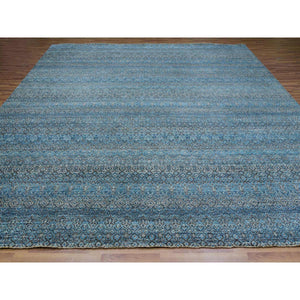 12'x12' Celadon Blue, 100% Plush Wool, Hand Knotted, Kohinoor Herat Small Geometric Repetitive Design, Square Oriental Rug FWR478620