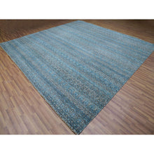 Load image into Gallery viewer, 12&#39;x12&#39; Celadon Blue, 100% Plush Wool, Hand Knotted, Kohinoor Herat Small Geometric Repetitive Design, Square Oriental Rug FWR478620