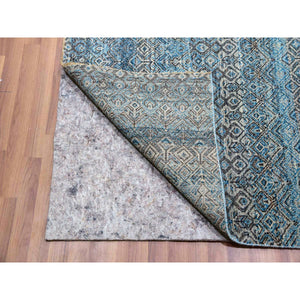 12'x12' Celadon Blue, 100% Plush Wool, Hand Knotted, Kohinoor Herat Small Geometric Repetitive Design, Square Oriental Rug FWR478620