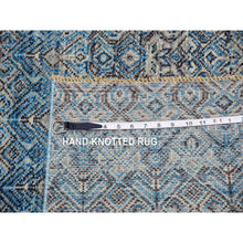 Load image into Gallery viewer, 12&#39;x12&#39; Celadon Blue, 100% Plush Wool, Hand Knotted, Kohinoor Herat Small Geometric Repetitive Design, Square Oriental Rug FWR478620