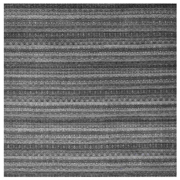 12'x12' Peppercorn Gray, Hand Knotted, Tone On Tone, Kohinoor Herat Small Geometric Repetitive Design, Extra Soft Wool, Square Oriental Rug FWR478632