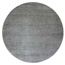 Load image into Gallery viewer, 12&#39;x12&#39; Pewter Cast Gray, Modern Plain Grass Design, Vibrant Wool, Tone on Tone, Hand Knotted Organic Sustainable Textile, Oriental Round Rug FWR478644