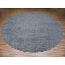 Load image into Gallery viewer, 12&#39;x12&#39; Pewter Cast Gray, Modern Plain Grass Design, Vibrant Wool, Tone on Tone, Hand Knotted Organic Sustainable Textile, Oriental Round Rug FWR478644