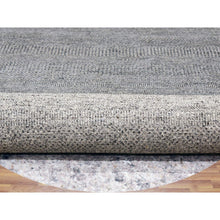 Load image into Gallery viewer, 12&#39;x12&#39; Pewter Cast Gray, Modern Plain Grass Design, Vibrant Wool, Tone on Tone, Hand Knotted Organic Sustainable Textile, Oriental Round Rug FWR478644