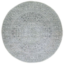 Load image into Gallery viewer, 14&#39;x14&#39; Cotton Ball White, Mamluk Design, Tone on Tone, Undyed 100% Wool, Hand Knotted, Round Oriental Rug FWR478650