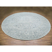 Load image into Gallery viewer, 14&#39;x14&#39; Cotton Ball White, Mamluk Design, Tone on Tone, Undyed 100% Wool, Hand Knotted, Round Oriental Rug FWR478650