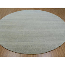 Load image into Gallery viewer, 13&#39;x13&#39; Repose Gray, Soft and Shiny Undyed Wool Hand Knotted, Tone on Tone, Modern Grass Design, Round Oriental Rug FWR479154