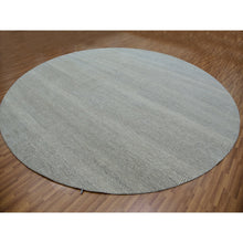 Load image into Gallery viewer, 13&#39;x13&#39; Repose Gray, Soft and Shiny Undyed Wool Hand Knotted, Tone on Tone, Modern Grass Design, Round Oriental Rug FWR479154