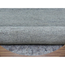 Load image into Gallery viewer, 12&#39;x12&#39; Shower Gray, Modern Undyed Shiny Soft Wool Grass Design, Tone on Tone, Hand Knotted, Round Oriental Rug FWR479166