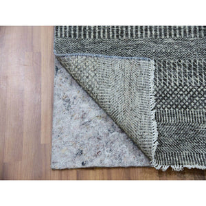 2'7"x18'5" Wrought Iron Gray, Hand Knotted Modern Grass Undyed Natural Wool Design, Tone On Tone, XL Runner Oriental Rug FWR479274