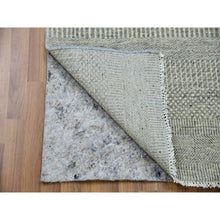 Load image into Gallery viewer, 2&#39;5&quot;x28&#39;5&quot; Sea Salt Gray, Modern Hand Knotted Shiny Undyed Wool With Grass Design, Oriental Tone on Tone XL Runner Rug FWR479298