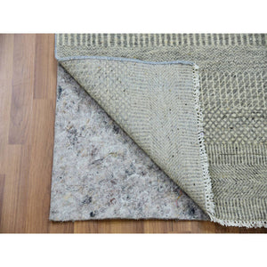 2'5"x28'5" Sea Salt Gray, Modern Hand Knotted Shiny Undyed Wool With Grass Design, Oriental Tone on Tone XL Runner Rug FWR479298