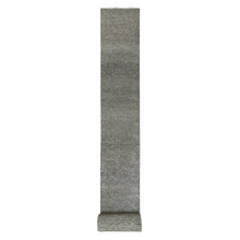 Load image into Gallery viewer, 2&#39;5&quot;x30&#39;3&quot; Gauntlet Gray, Modern Grass Design, Hand Knotted 100% Pure Wool Tone On Tone, Oriental XL Runner Rug FWR479328