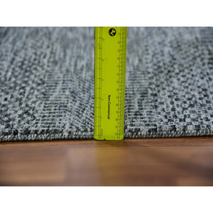 2'5"x30'3" Gauntlet Gray, Modern Grass Design, Hand Knotted 100% Pure Wool Tone On Tone, Oriental XL Runner Rug FWR479328