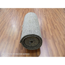 Load image into Gallery viewer, 2&#39;5&quot;x30&#39;3&quot; Gauntlet Gray, Modern Grass Design, Hand Knotted 100% Pure Wool Tone On Tone, Oriental XL Runner Rug FWR479328