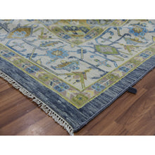 Load image into Gallery viewer, 11&#39;10&quot;x14&#39;9&quot; Gunmetal Gray, Oushak Weave with Heriz Design, 100% Wool, Hand Knotted, Soft to the Touch, Oversized, Oriental Rug FWR479472