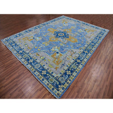 Load image into Gallery viewer, 9&#39;2&quot;x12&#39;2&quot; Denim Blue, Heriz Design, Soft to the Touch, Hand Knotted, 100% Wool, Vegetable Dyes, Oriental Rug FWR479556