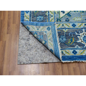 9'2"x12' Denim Blue, Soft to the Touch, Serapi Heriz, 100% Wool, Hand Knotted, Oriental Rug FWR479568