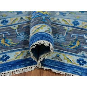 9'2"x12' Denim Blue, Soft to the Touch, Serapi Heriz, 100% Wool, Hand Knotted, Oriental Rug FWR479568