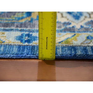 9'2"x12' Denim Blue, Soft to the Touch, Serapi Heriz, 100% Wool, Hand Knotted, Oriental Rug FWR479568