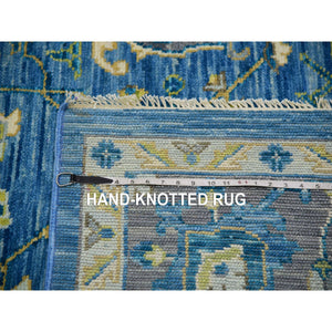 9'2"x12' Denim Blue, Soft to the Touch, Serapi Heriz, 100% Wool, Hand Knotted, Oriental Rug FWR479568