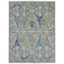 Load image into Gallery viewer, 8&#39;10&quot;x11&#39;9&quot; Alabaster White, Hand Knotted, Bijar Garus Design with Pastel Colors, 100% Wool, Oriental Rug FWR479574