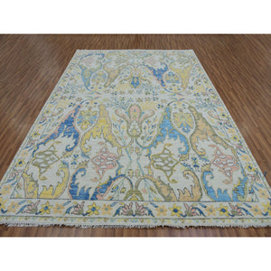 8'10"x11'9" Alabaster White, Hand Knotted, Bijar Garus Design with Pastel Colors, 100% Wool, Oriental Rug FWR479574