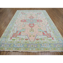 Load image into Gallery viewer, 9&#39;1&quot;x12&#39; Champagne Pink, Soft to the Touch, Heriz Design, Vegetable Dyes, Hand Knotted, 100% Wool, Oriental Rug FWR479580