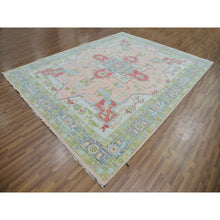 Load image into Gallery viewer, 9&#39;1&quot;x12&#39; Champagne Pink, Soft to the Touch, Heriz Design, Vegetable Dyes, Hand Knotted, 100% Wool, Oriental Rug FWR479580