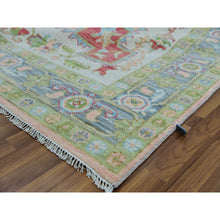 Load image into Gallery viewer, 9&#39;1&quot;x12&#39; Champagne Pink, Soft to the Touch, Heriz Design, Vegetable Dyes, Hand Knotted, 100% Wool, Oriental Rug FWR479580