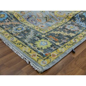 9'3"x12'5" Steel Blue, Hand Knotted, 100% Wool, Heriz with Bakshaish Design, Lush Pile, Oriental Rug FWR479598