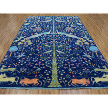 Load image into Gallery viewer, 9&#39;x12&#39; Traditional Royal Blue, Tree of Life Design with Peacock, Animals and Other Birds, Hand Knotted, 100% Wool, Oriental Rug FWR479610