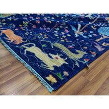 Load image into Gallery viewer, 9&#39;x12&#39; Traditional Royal Blue, Tree of Life Design with Peacock, Animals and Other Birds, Hand Knotted, 100% Wool, Oriental Rug FWR479610