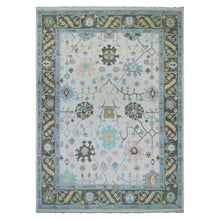 Load image into Gallery viewer, 10&#39;2&quot;x14&#39;1&quot; Lace Ivory, Oushak Weave and Design, All Over Leaf Pattern, Pure Wool, Hand Knotted, Lush Pile, Oriental Rug FWR479628