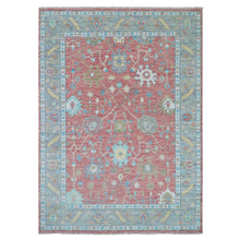 Load image into Gallery viewer, 10&#39;1&quot;x14&#39; Coral Pink, Hand Knotted, Oushak Weave and Design, All Over Leaf Pattern, Thick and Plush, Natural Wool, Oriental Rug FWR479634